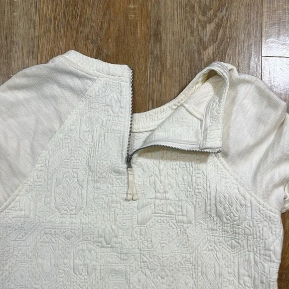 Lou & Grey Cream Textured Shirt Dress Short Sleeve Quilted Women's Small S - Picture 14 of 14